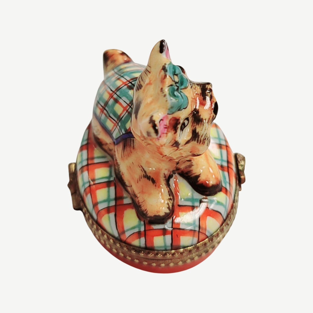 The Terrier Yorkshire Dog Plaid, a Limoges keepsake with true French charm