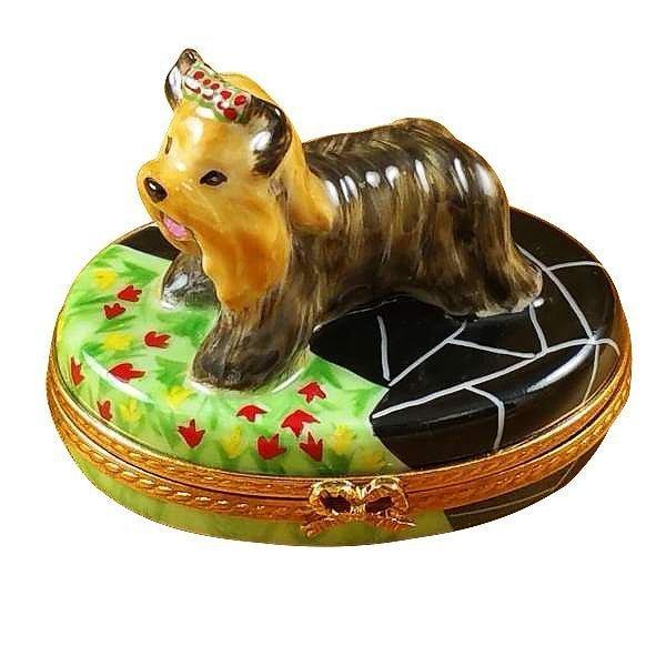 Authentic Rochard Terrier Limoges box, hand-painted in France, from Limoges Boutique
