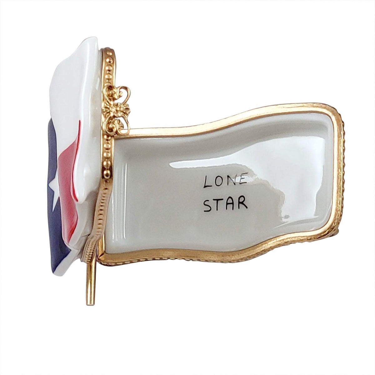 Hand-painted Texas Flag for State Pride Limoges box, French artistry for lovers of fine art