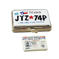 Texas License Plate with Removable Drivers License Limoges, a hand-painted Limoges porcelain gift