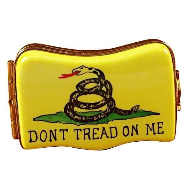 Genuine Rochard Don't Tread On Me Flag Limoges box painted by hand in France, from Limoges Boutique