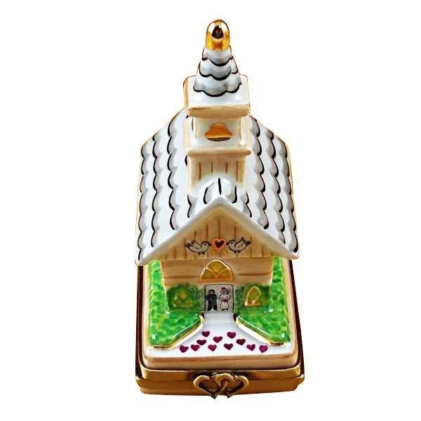 Authentic Rochard Wedding Church for Couples Limoges box, hand-painted in France, from Limoges Boutique