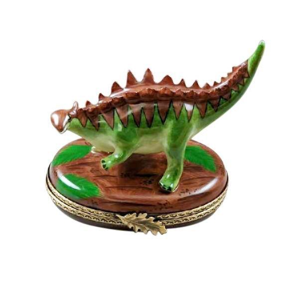 Thorny Back Stegosaurus Dinosaur Limoges Box for Collectors, a hand-painted Limoges porcelain gift