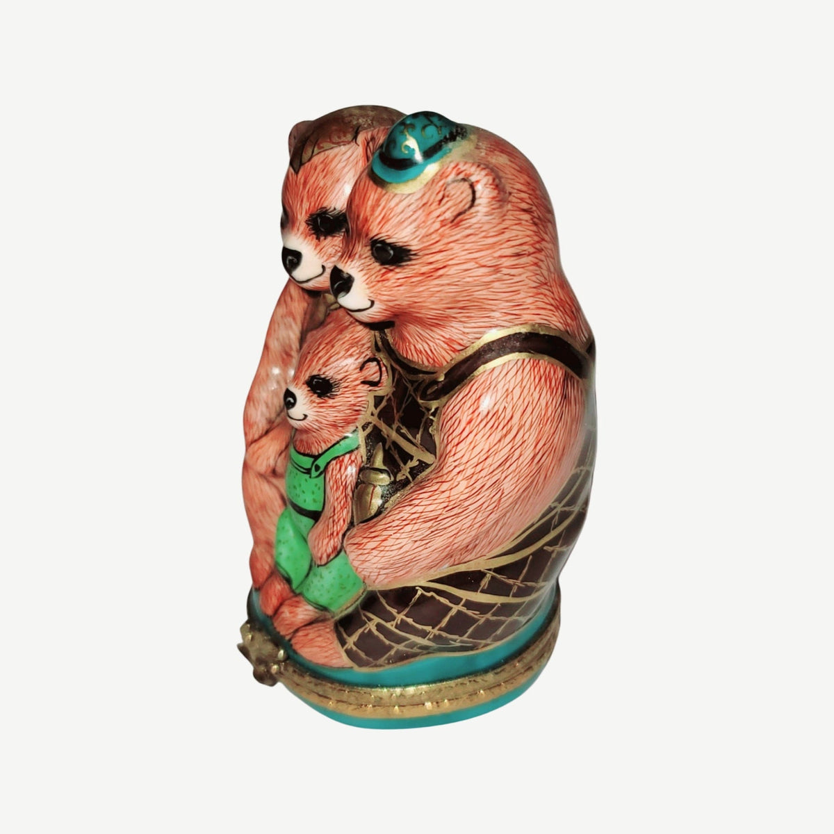 Every brushstroke by hand on the Three Bears Mamma Pappa Baby Limoges box from France