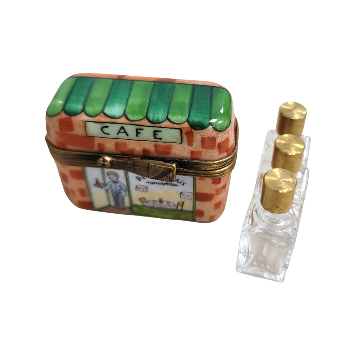 Hand-painted 3 Perfume Cafe Limoges box, French artistry for lovers of fine art