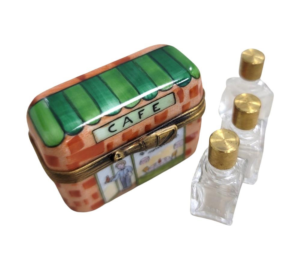 Limoges Boutique presents the 3 Perfume Cafe, a genuine Limoges box painted by hand in France