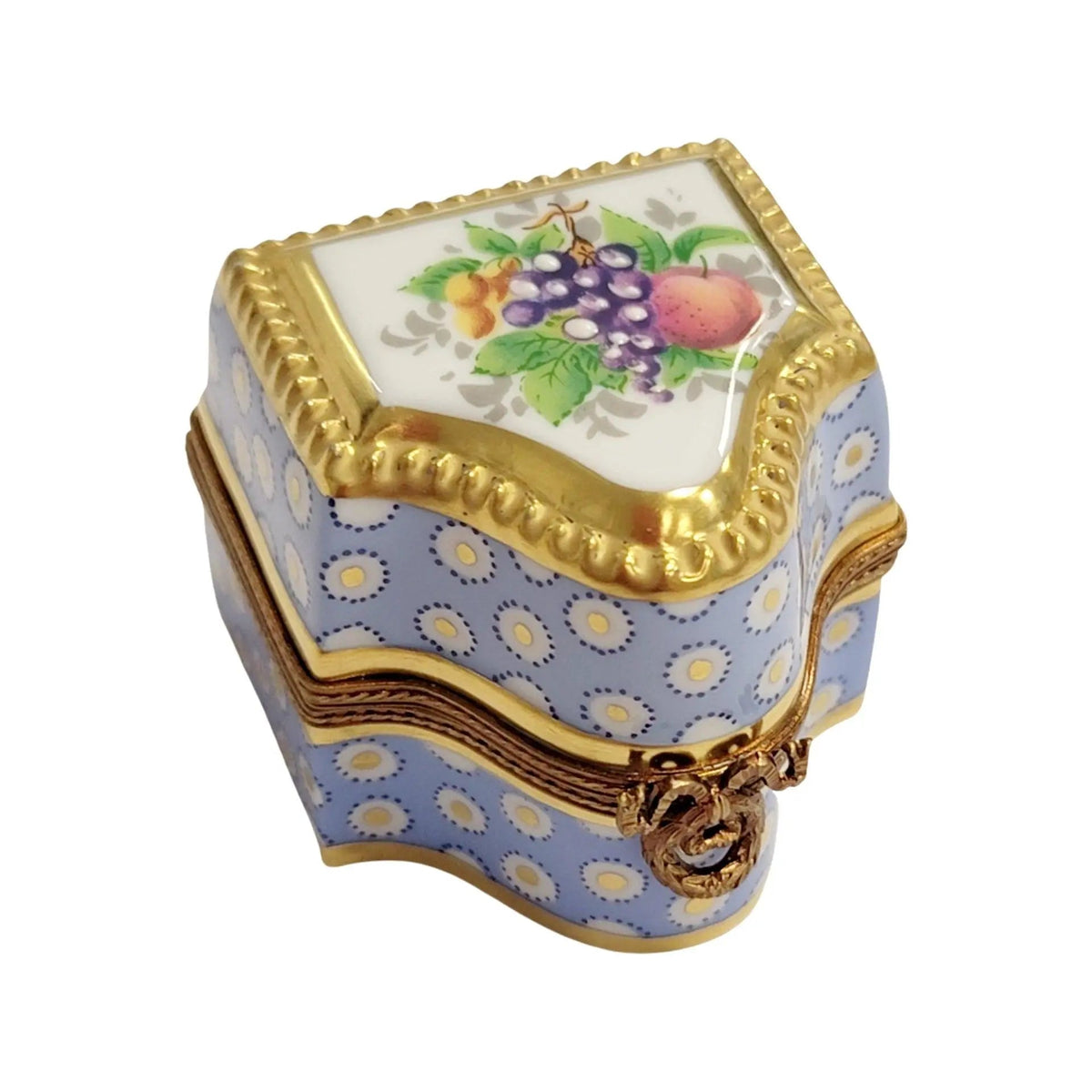 Three Perfume in Gold Blue Flowered Limoges Porcelain Art Object, view 11