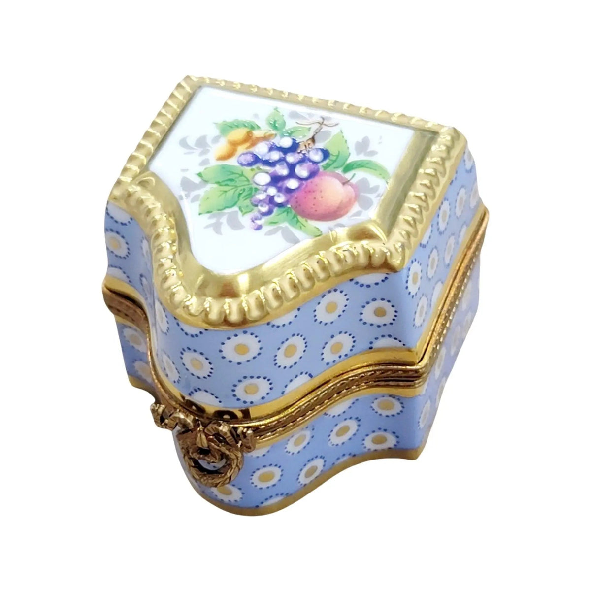 Three Perfume in Gold Blue Flowered Limoges Porcelain Art Object, view 14