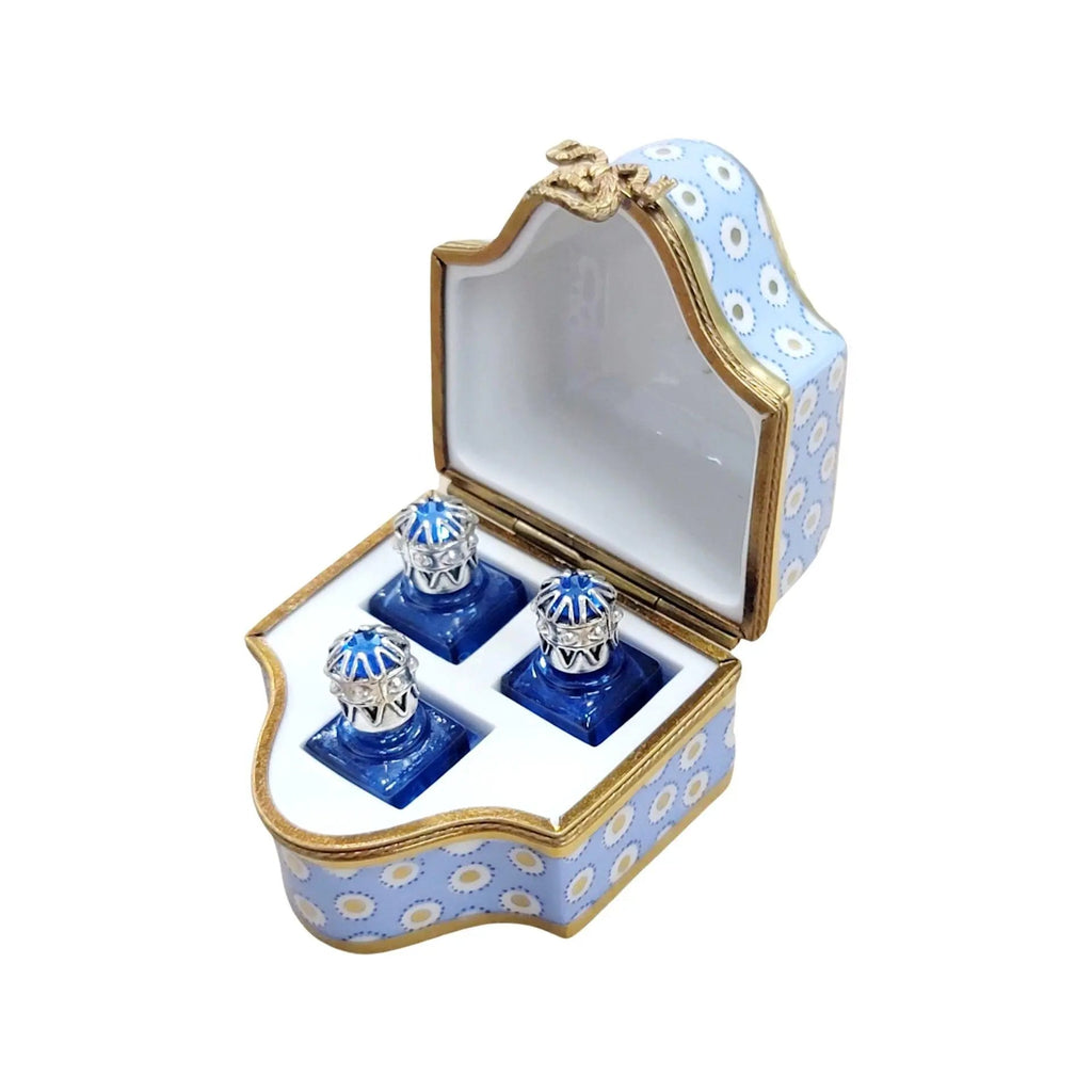 Three Perfume in Gold Blue Flowered Limoges Porcelain Art Object, view 15