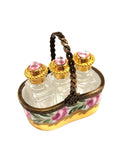 3 Perfumes in Gold Basket Limoges Porcelain Box, a hand-painted Limoges porcelain gift