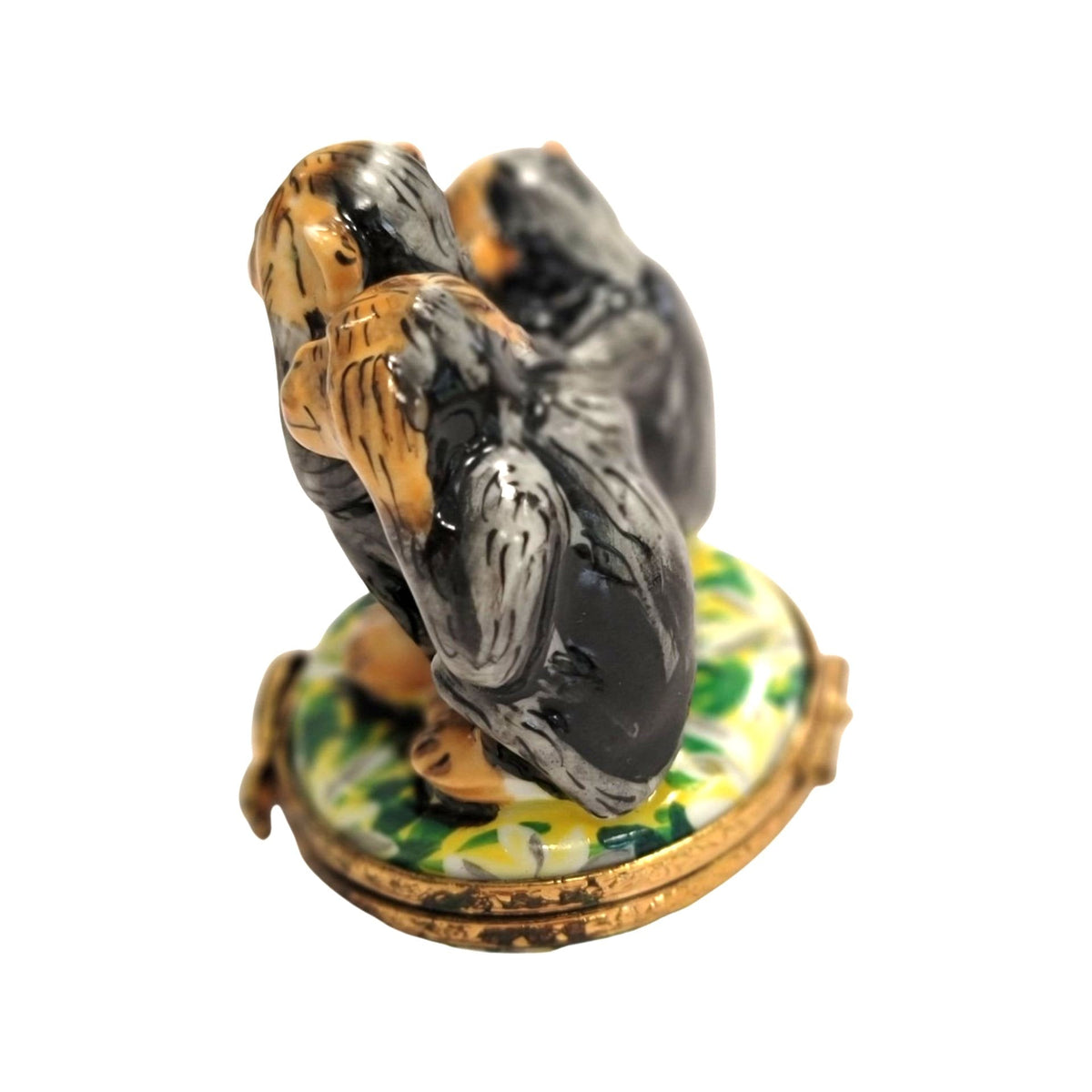 Three Monkeys Hear See Speak Limoges Box Figurine, view 4