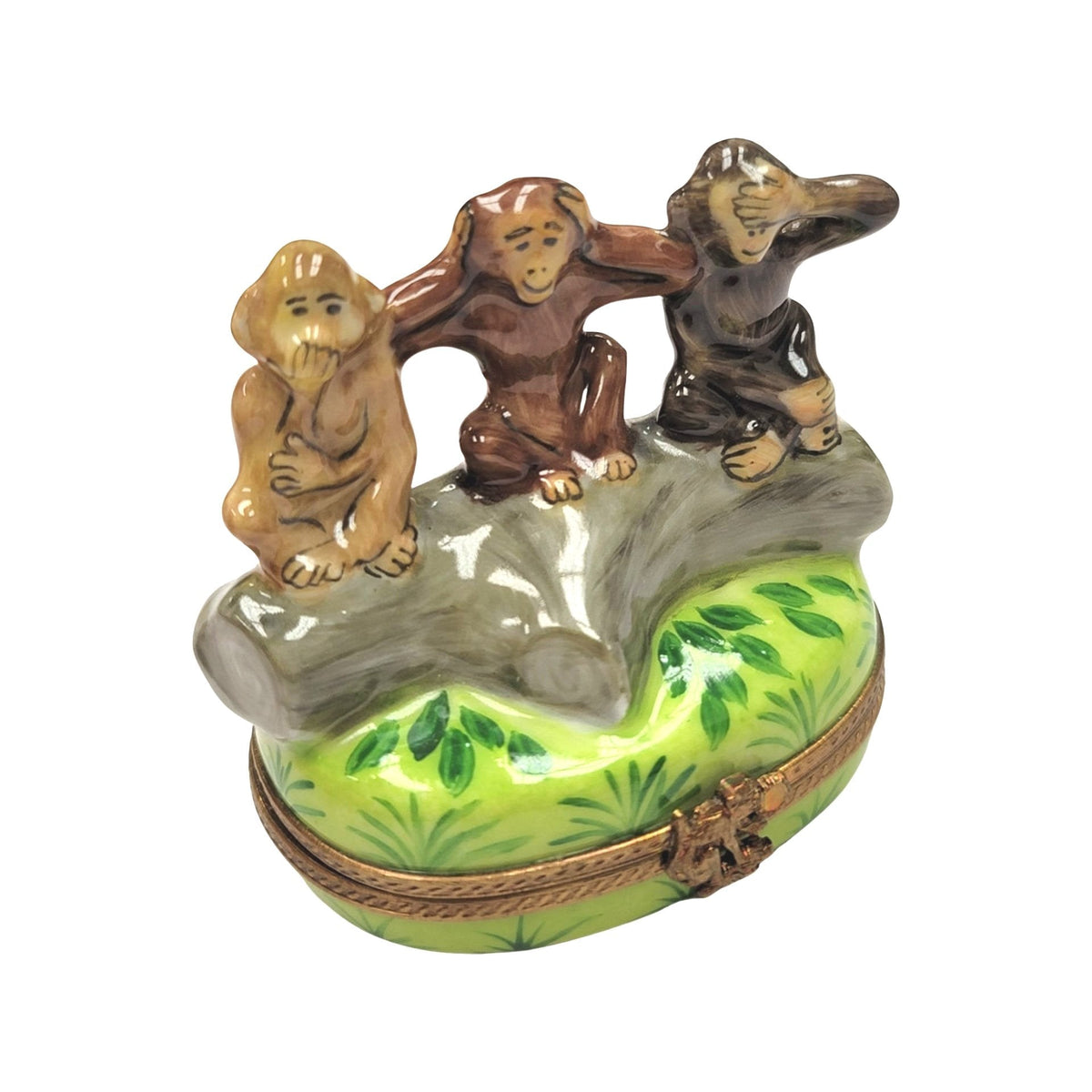 Three Wise Monkeys Figurine for Home Decor, a hand-painted Limoges porcelain gift