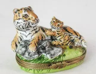 Tiger Cub Playing Porcelain Limoges Porcelain Art Object Gift, view 2