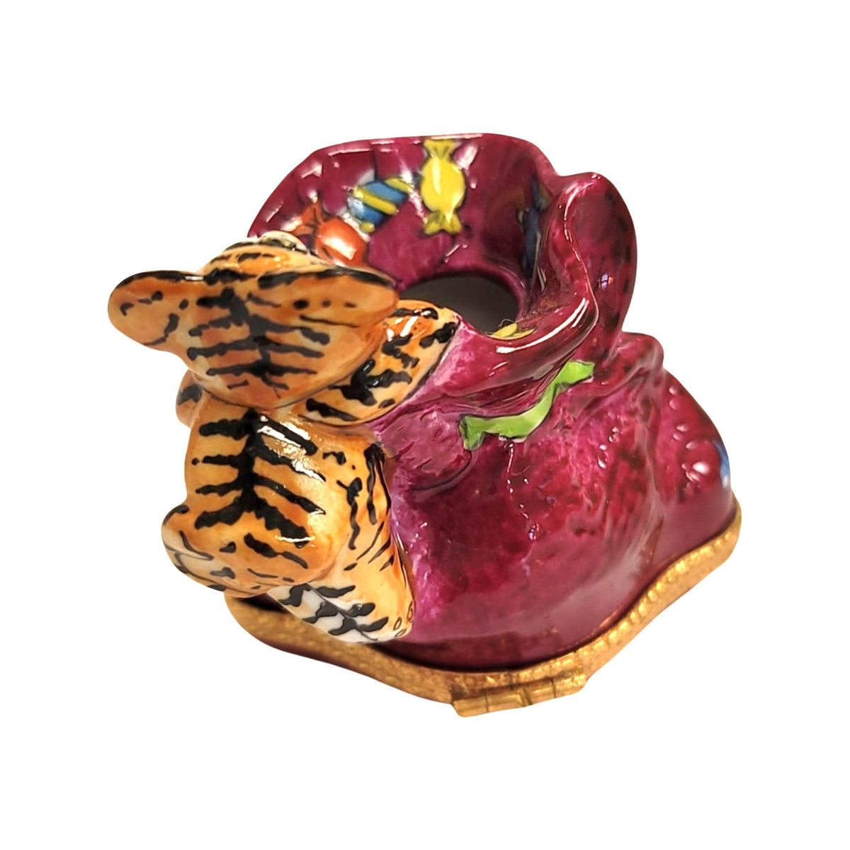 Treasured French collectible: Tiger Pencil Holder Limoges box, painted by hand