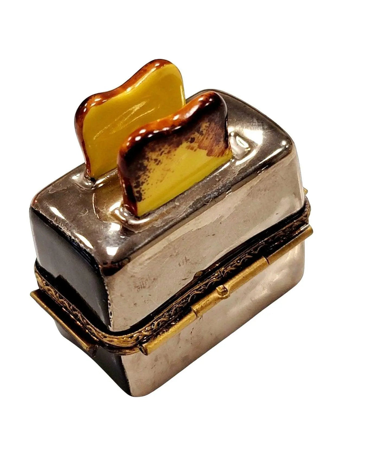 Fine French craftsmanship on the Toaster and Toast for Kitchen Limoges box, painted by hand