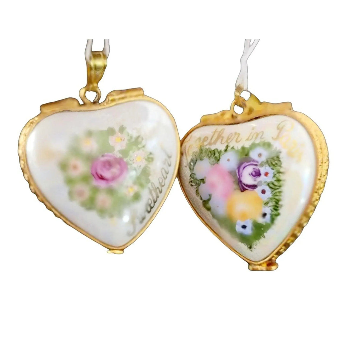 Pendant Together in Paris Sweetheart Limoges Porcelain Art Object, view 6