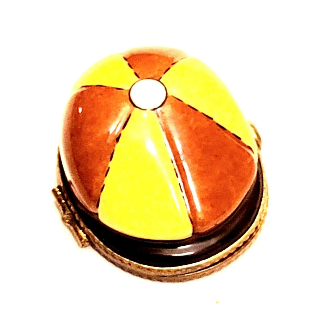 Touring Horse Hat Cap Yellow Brown Limoges Box for Collectors, view 3