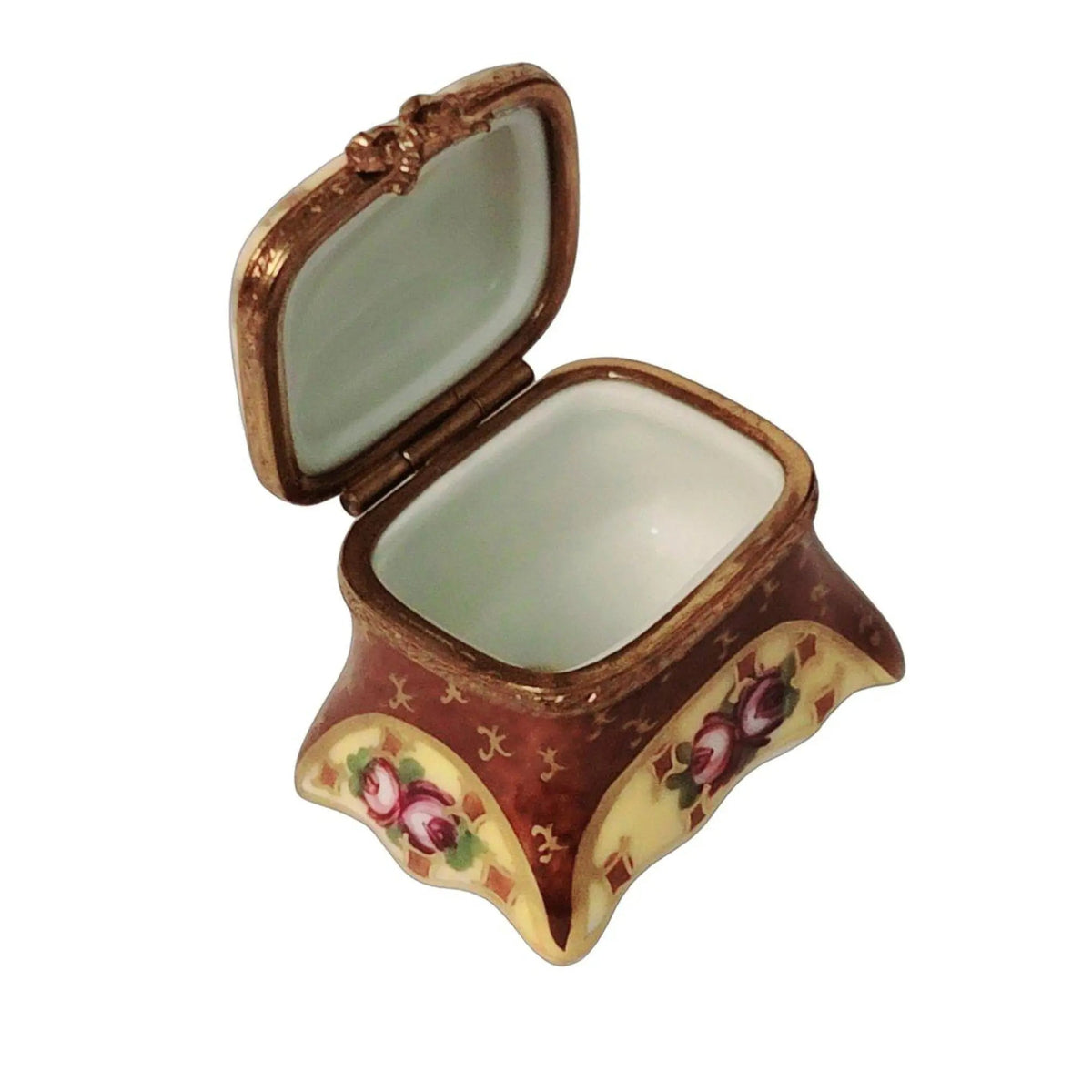 Yellow Flowered Foot Stool Rectangle Traditional Porcelain Limoges Porcelain Art Object, view 2