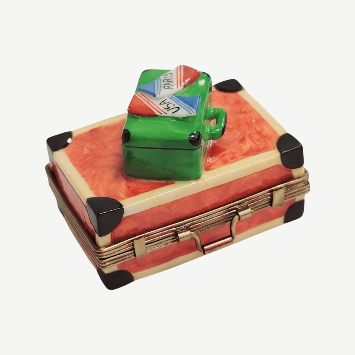 Suitcase Travel Case Limoges Box Figurine, view 4