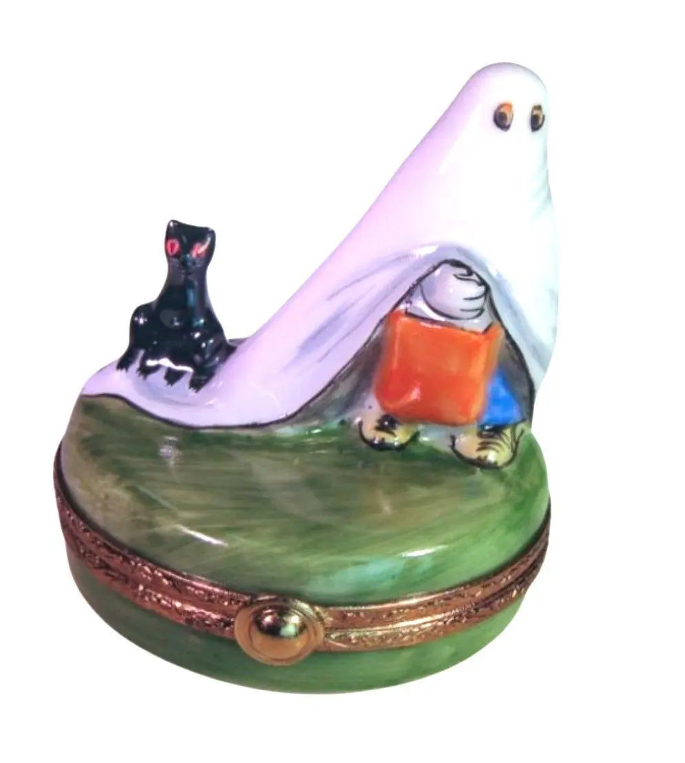 Trick or Treat Ghost by Artoria, an authentic French Limoges box from Limoges Boutique