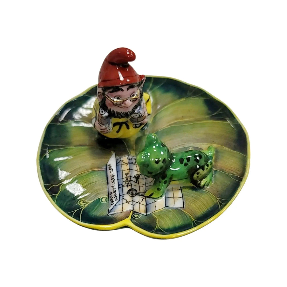 Troll Elf Leprechaun w/ Two Frogs on Lillypad Limoges Box, view 3