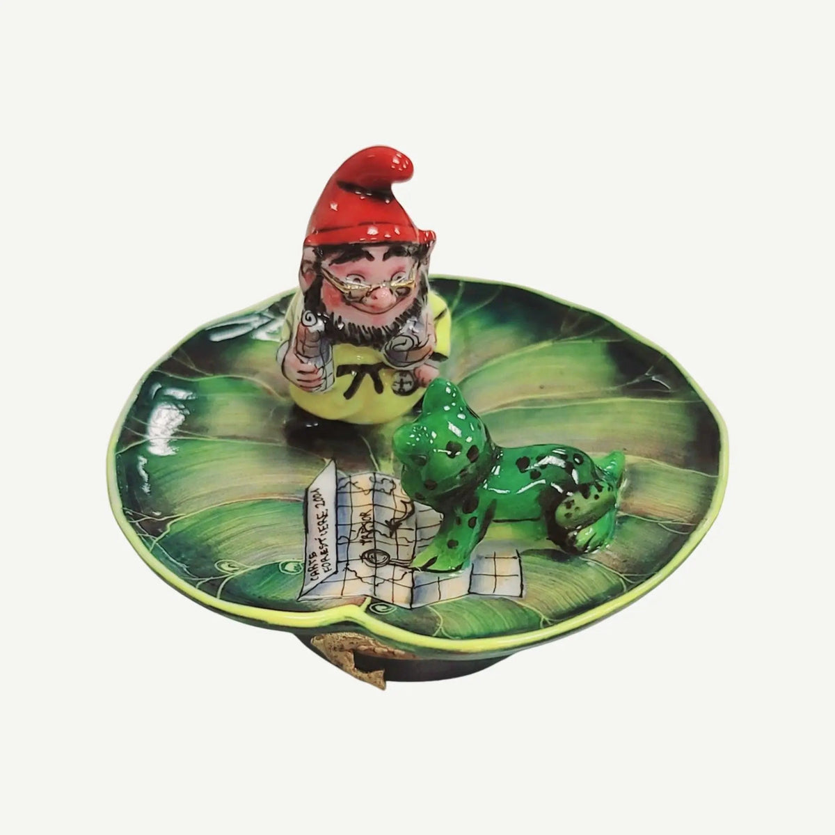 Troll Elf Leprechaun w/ Two Frogs on Lillypad Limoges Box, view 5