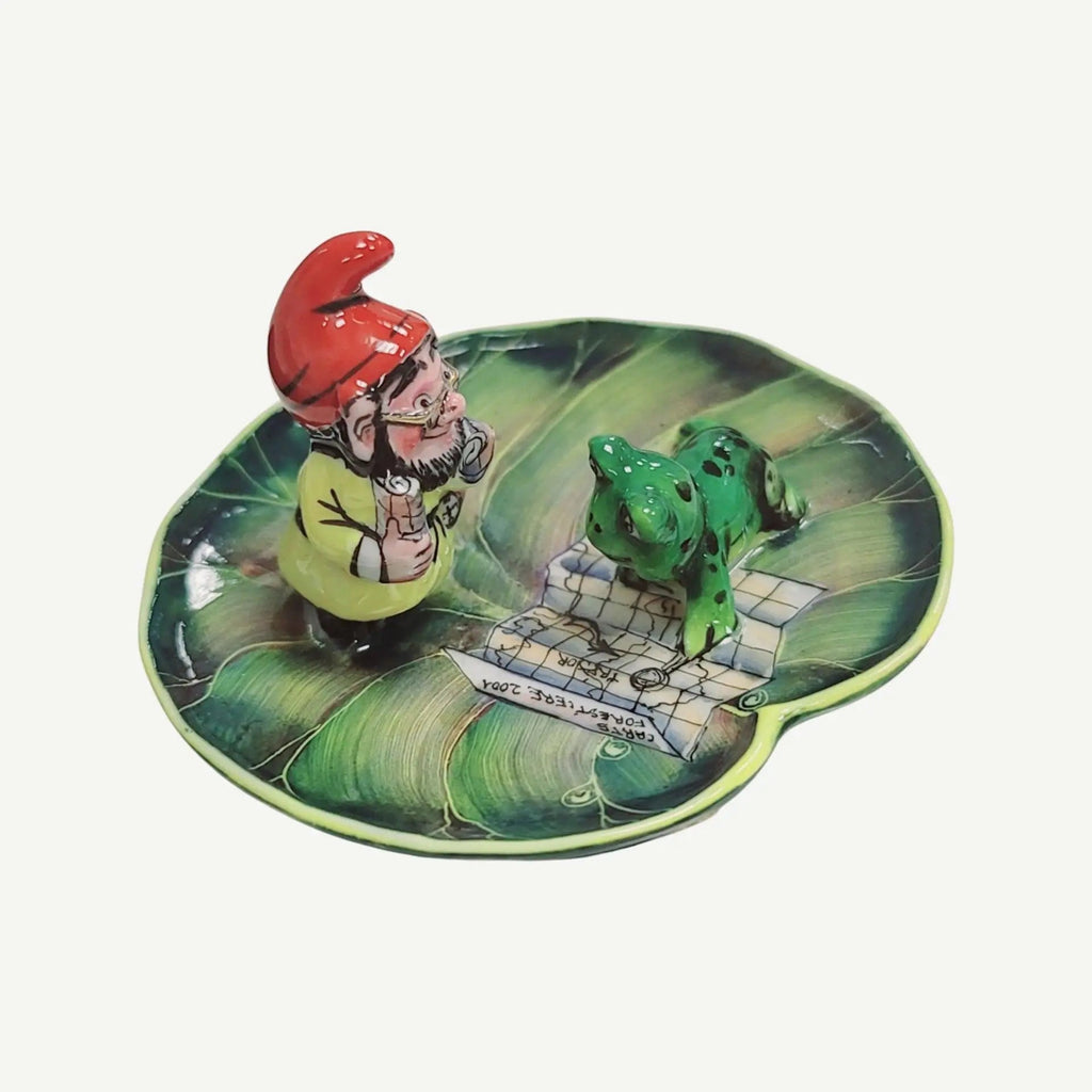 Troll Elf Leprechaun w/ Two Frogs on Lillypad Limoges Box, view 7