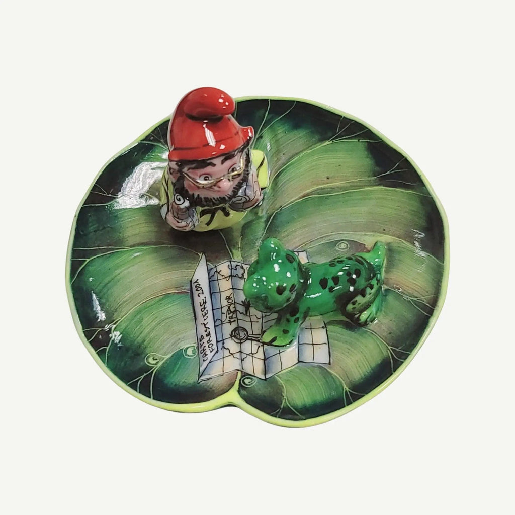 Troll Elf Leprechaun w/ Two Frogs on Lillypad Limoges Box, view 9