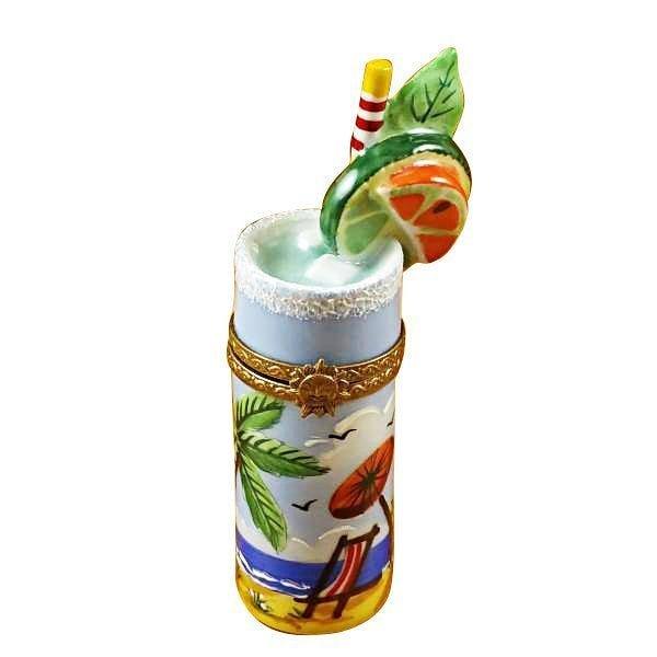 Genuine Rochard Tropical Cocktail Glass Limoges box painted by hand in France, from Limoges Boutique