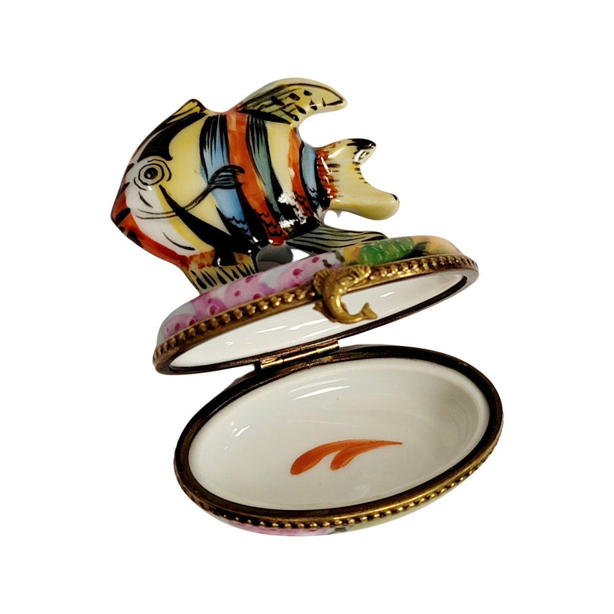 Hand-painted Tropical Fish Limoges box, French artistry for lovers of fine art
