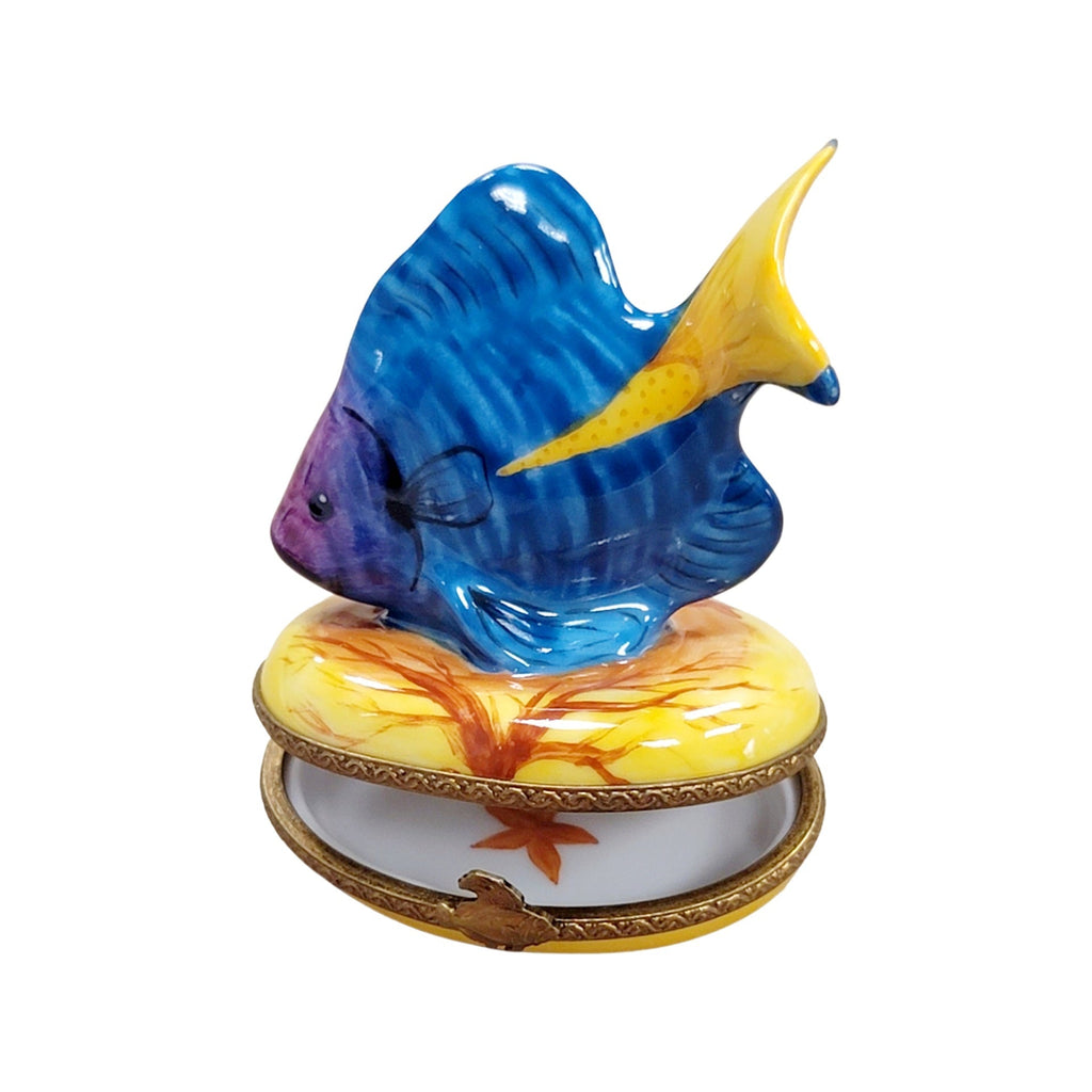 Painted details on the Tropical Fish Limoges box, French art in miniature
