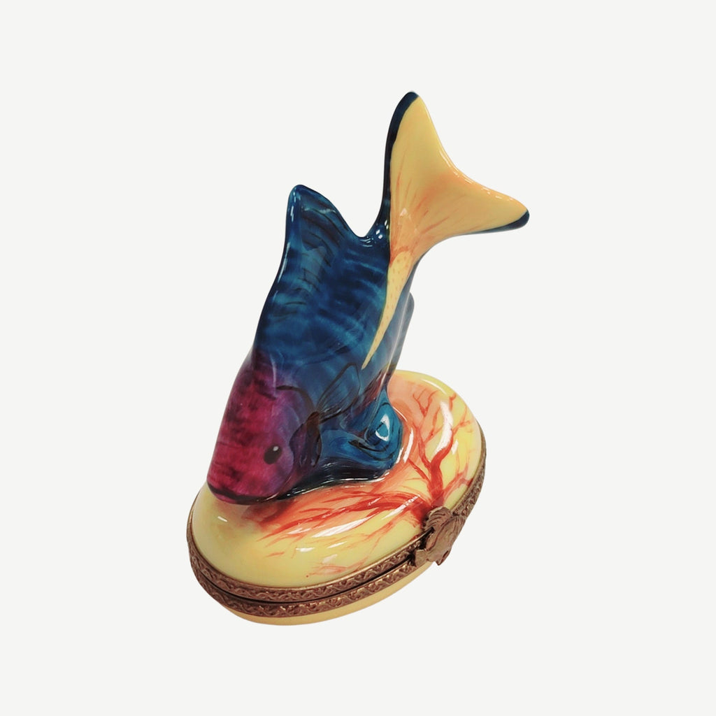 Artisan-painted Tropical Fish Limoges box from France, a cherished collectible