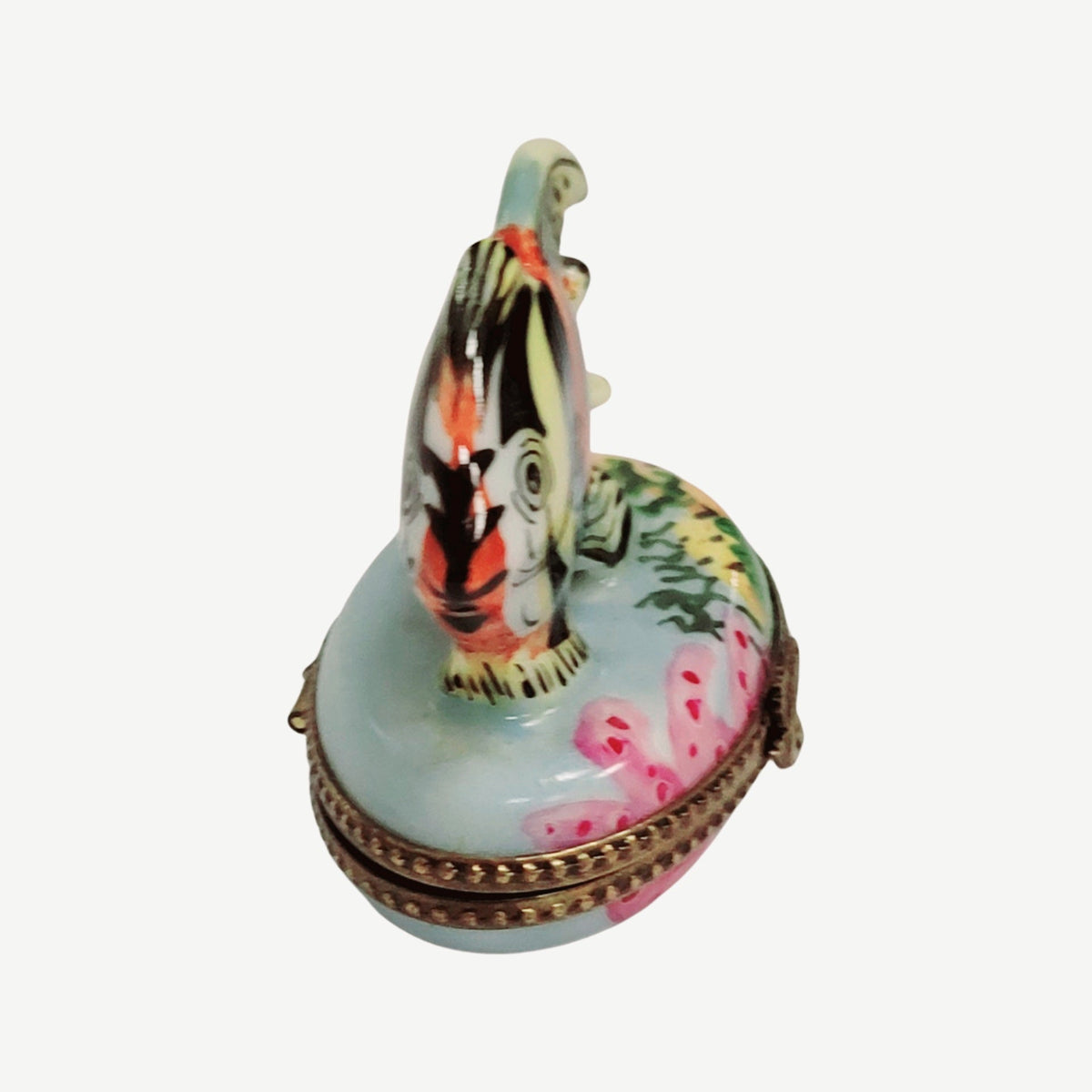 Fine French craftsmanship on the Tropical Fish Limoges box, painted by hand