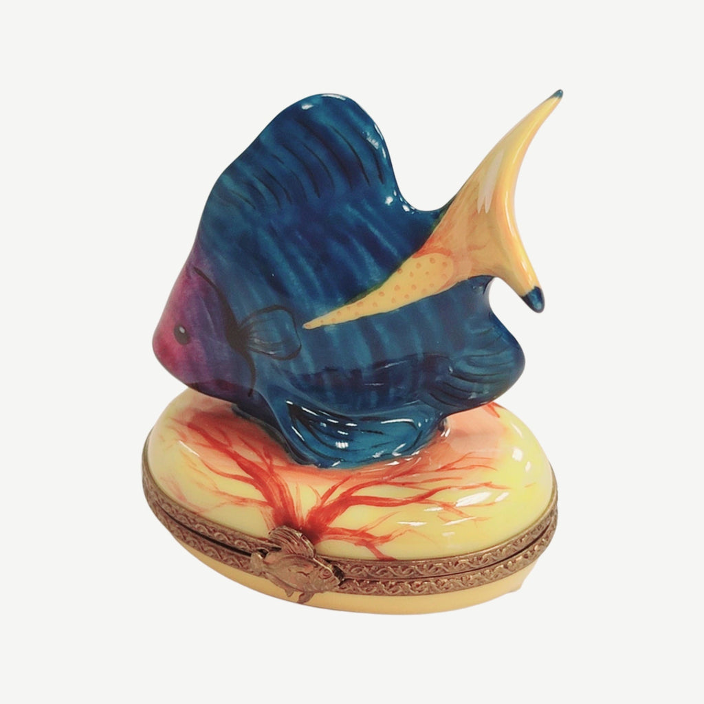 Treasured French collectible: Tropical Fish Limoges box, painted by hand