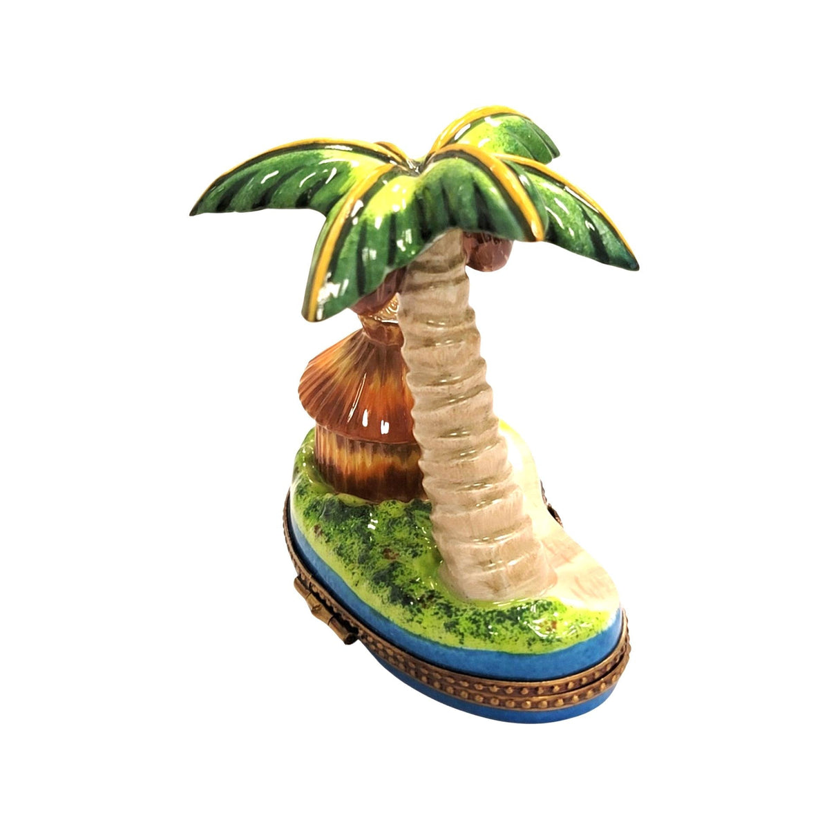 Treasured French collectible: Palm Tree with Hut Limoges box, painted by hand