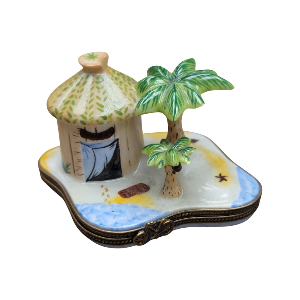 Authentic Beach Tiki Hut Limoges box, hand-painted in France, from Limoges Boutique