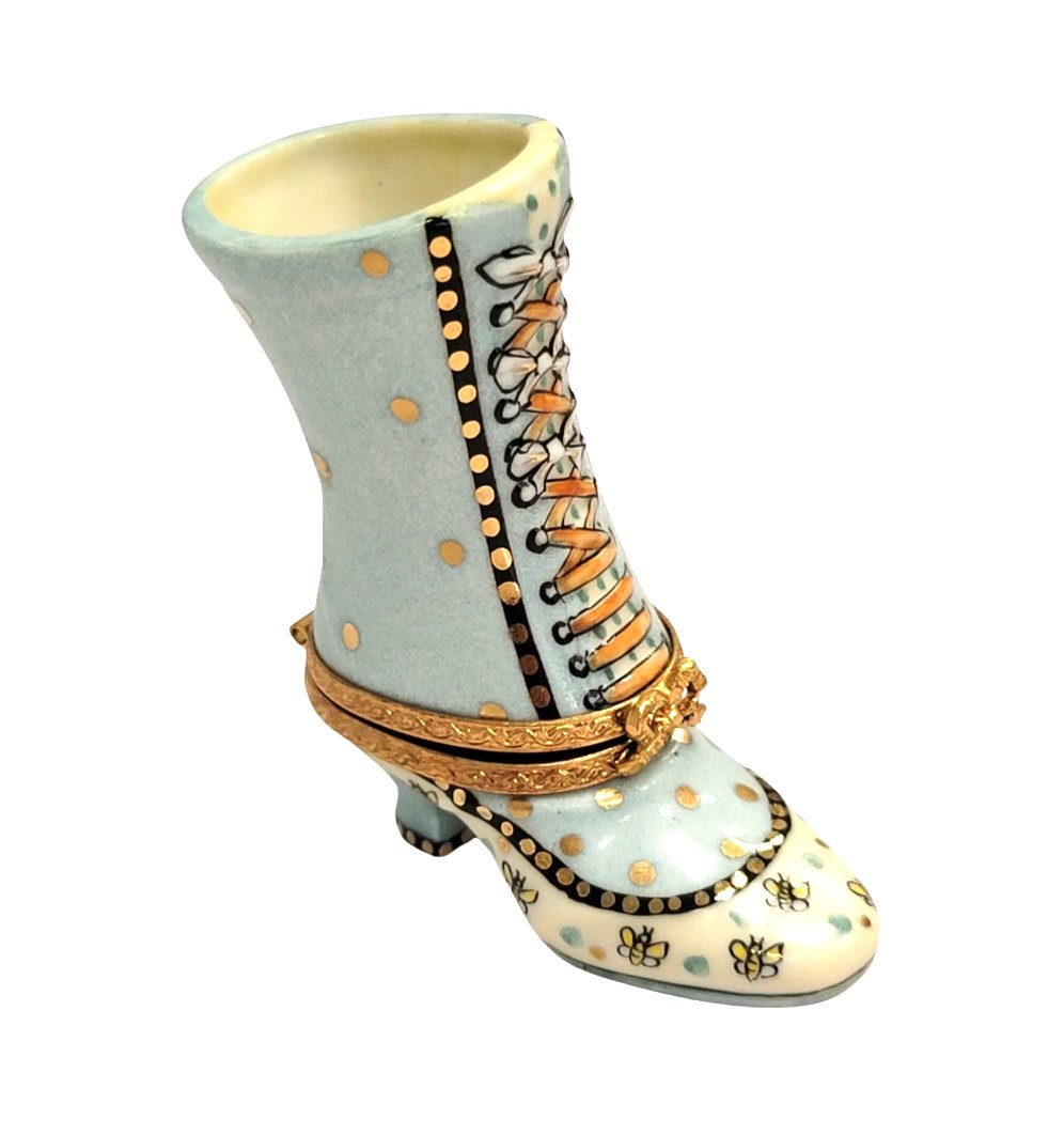 Turquoise Ladys Boot Shoe Fashion Figurine Limoges, view 3