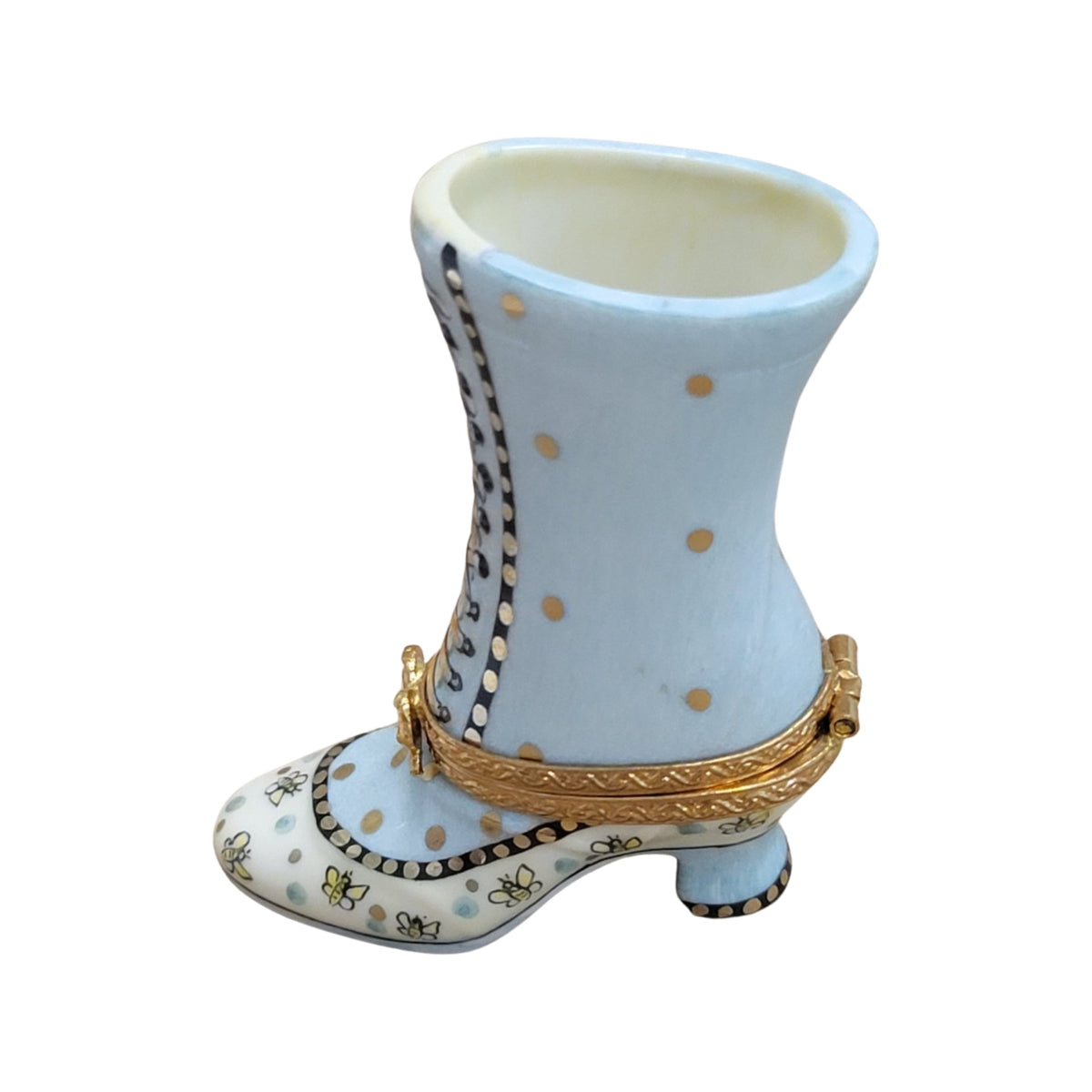 Turquoise Ladys Boot Shoe Fashion Figurine Limoges, view 4