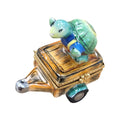 Turtle Riding Cart Porcelain Limoges Porcelain Art Object Collectible, a hand-painted Limoges porcelain gift