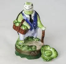 Fine French craftsmanship on the Turtle Gardener Lettuce Limoges box, painted by hand