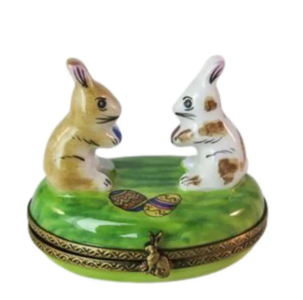 Limoges Boutique presents the Two Easter Rabbits, a genuine Limoges box painted by hand in France
