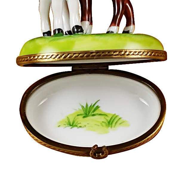 Two Horses on Small Oval Limoges Box, view 2