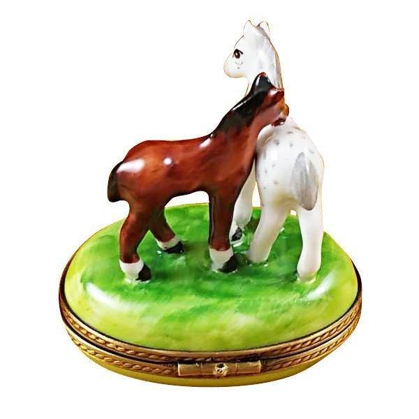 Two Horses on Small Oval Limoges Box, view 3