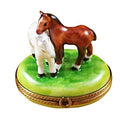Two Horses on Small Oval Limoges Box, a hand-painted Limoges porcelain gift