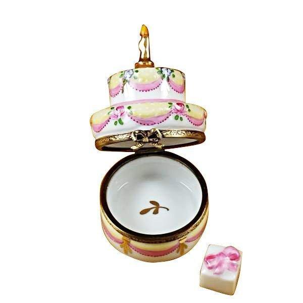 Painted details on the Two Layer Cake with Removable Limoges box, French art in miniature
