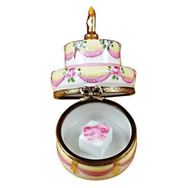 Artisan-painted Two Layer Cake with Removable Limoges box from France, a cherished collectible
