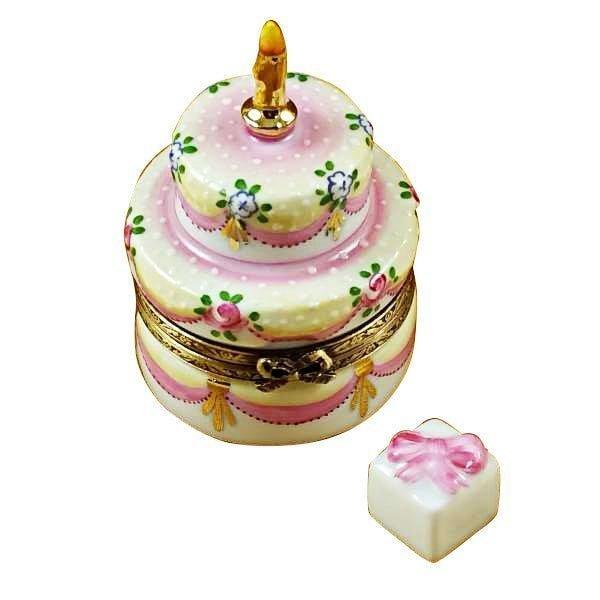 Authentic Rochard Two Layer Cake with Removable Limoges box, hand-painted in France, from Limoges Boutique