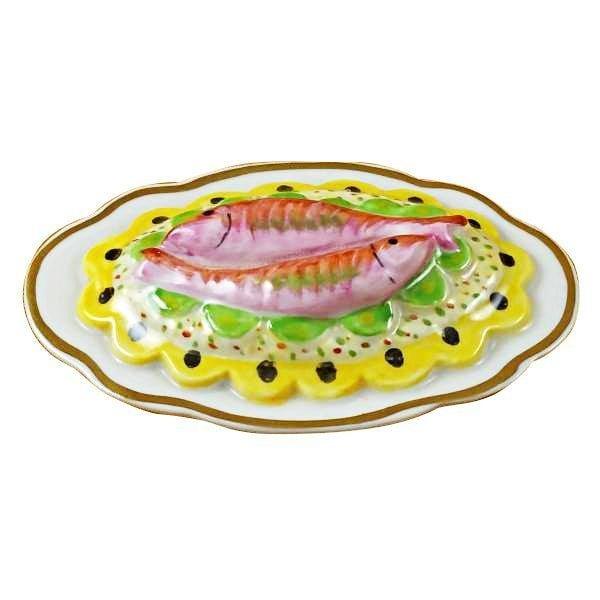 Two Fish on a Platter Limoges Box, a hand-painted Limoges porcelain gift