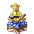 Limoges Boutique presents the USA Teddy Bear Baseball Star, a genuine Limoges box painted by hand in France