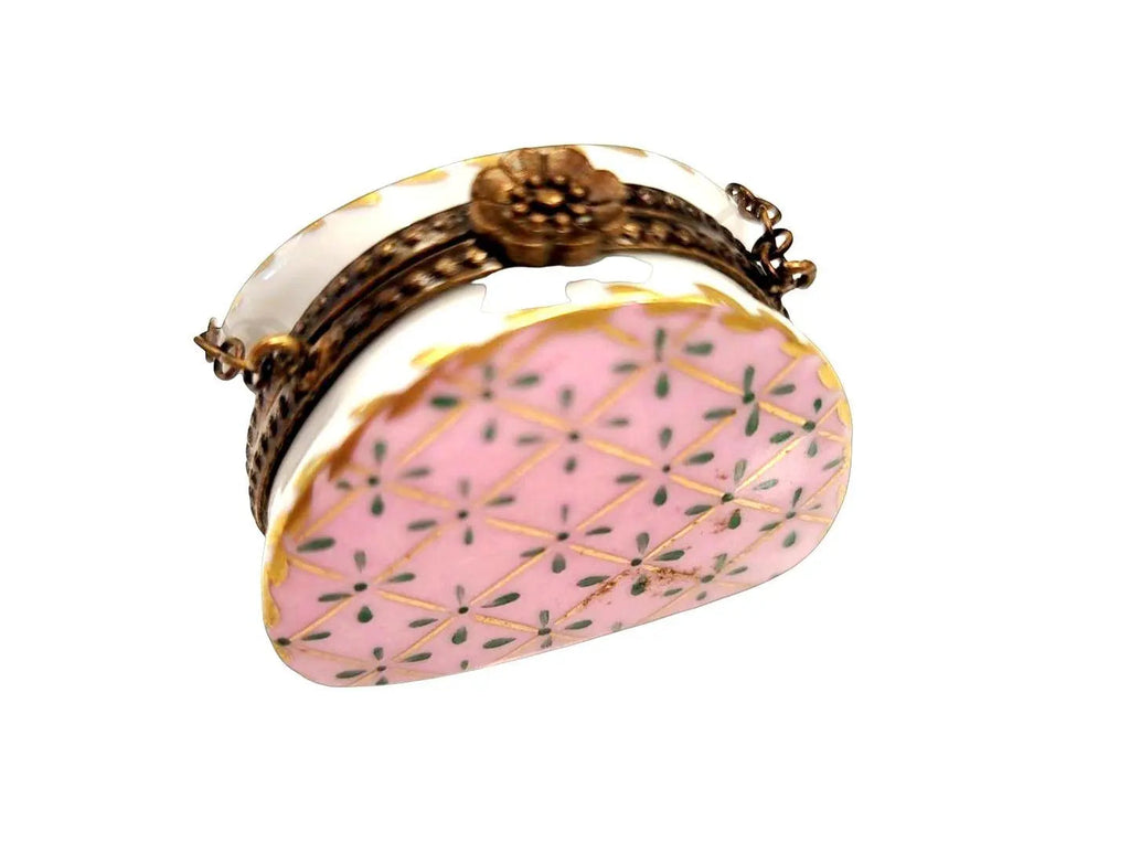 Pink w Blue Gold Purse Roses Limoges Box, view 4